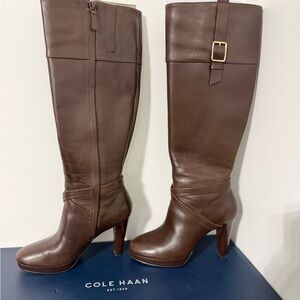 Cole Haan Women's Brown Leather Heeled Boots
